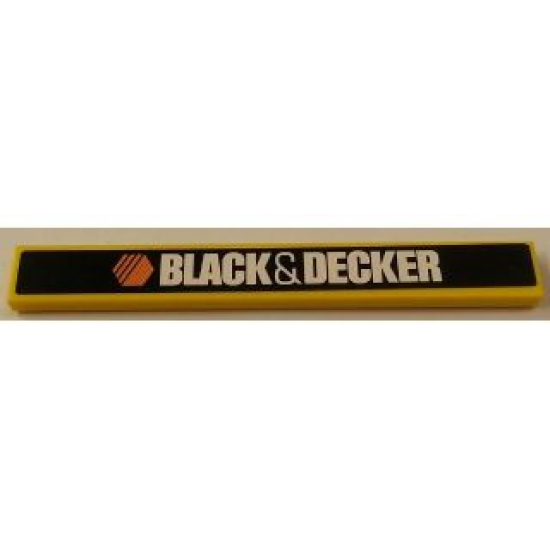 Tile 1 x 8 with 'BLACK & DECKER' Logo Pattern (Sticker) - Set 8143