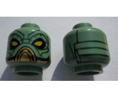 Minifigure, Head Dual Sided Alien with SW Embo, Large Yellow Eyes / Black Lines Pattern - Blocked Open Stud