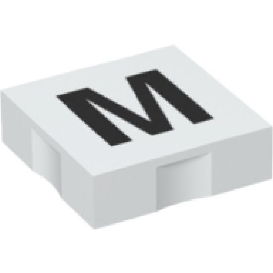 Duplo, Tile 2 x 2 with Black Capital Letter M Pattern
