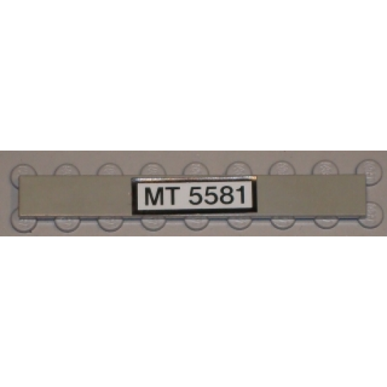Tile 1 x 8 with Black 'MT 5581' on White Pattern (Sticker) - Set 5581
