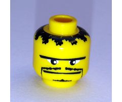 Minifigure, Head Moustache Thin, Small Goatee, Straight Unibrow Pattern - Blocked Open Stud