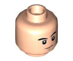 Minifigure, Head Dual Sided Black Eyebrows, Chin Dimple, Frown / Angry Pattern - Hollow Stud