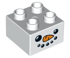 Duplo, Brick 2 x 2 with Snowman Face Pattern