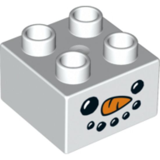 Duplo, Brick 2 x 2 with Snowman Face Pattern