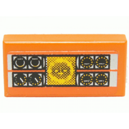 Tile 1 x 2 with Gauges and Yellow Display Pattern (Sticker) - Set 8630