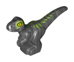 Animal, Dinosaur Baby Standing with Lime Markings and Yellow Eyes Pattern
