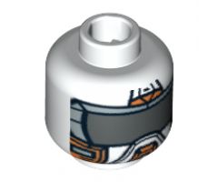 Minifigure, Head Alien with Orange Mask with Dark Gray Visor Pattern - Blocked Open Stud