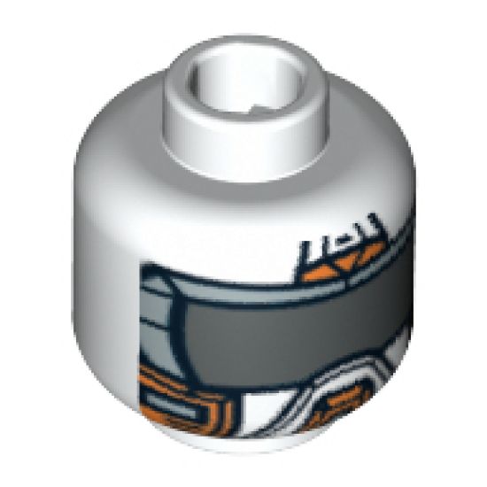 Minifigure, Head Alien with Orange Mask with Dark Gray Visor Pattern - Blocked Open Stud
