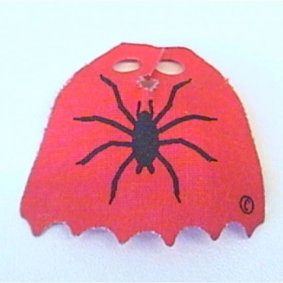 Minifigure, Body Wear Cape Cloth, Scalloped 6 Points with Black Spider Pattern