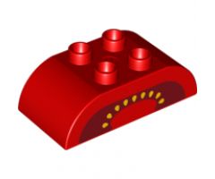 Duplo, Brick 2 x 4 Curved Top with Tomato Yellow Seeds and Black Cavity Pattern