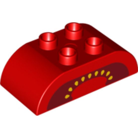 Duplo, Brick 2 x 4 Curved Top with Tomato Yellow Seeds and Black Cavity Pattern