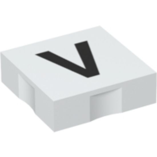 Duplo, Tile 2 x 2 with Black Capital Letter V Pattern