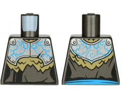 Torso Armor, Silver Plate with Dark Azure Curly Lines over Robe and Dark Tan Fur Pattern