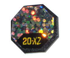 Road Sign 2 x 2 Octagon with Clip with '20-X2' and Glitter Pattern (Sticker) - Set 6463