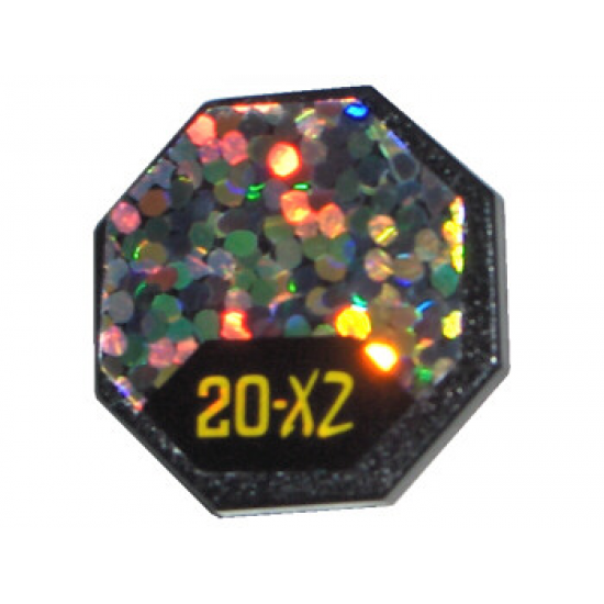 Road Sign 2 x 2 Octagon with Clip with '20-X2' and Glitter Pattern (Sticker) - Set 6463
