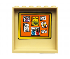 Panel 1 x 6 x 5 with Orange Bulletin Board with Pictures, '123', 'DEAR IVAN' and 'TO DO' Pattern on Inside (Sticker) - Set 21324