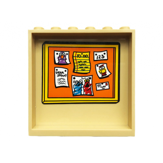 Panel 1 x 6 x 5 with Orange Bulletin Board with Pictures, '123', 'DEAR IVAN' and 'TO DO' Pattern on Inside (Sticker) - Set 21324