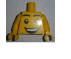 Torso Large Smiley Face Open Mouth Grin Pattern / Yellow Arms / Yellow Hands