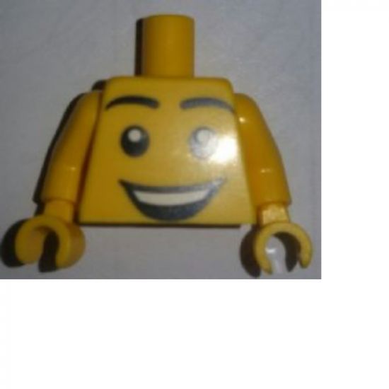 Torso Large Smiley Face Open Mouth Grin Pattern / Yellow Arms / Yellow Hands