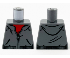 Torso Dark Bluish Gray Hoodie, Red Shirt and Zipper Pattern