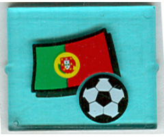 Glass for Window 1 x 4 x 3 with Flag of Portugal and Soccer Ball Pattern (Sticker) - Set 3407