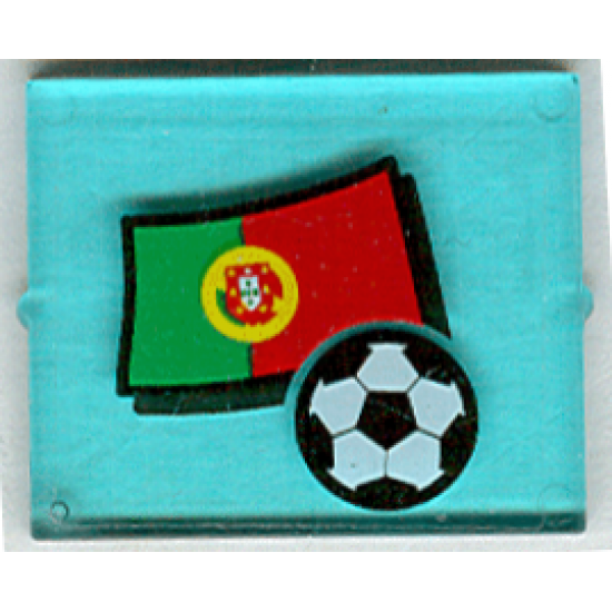 Glass for Window 1 x 4 x 3 with Flag of Portugal and Soccer Ball Pattern (Sticker) - Set 3407
