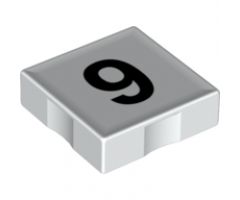 Duplo, Tile 2 x 2 with Black Number 9 Pattern