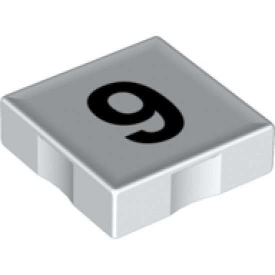 Duplo, Tile 2 x 2 with Black Number 9 Pattern