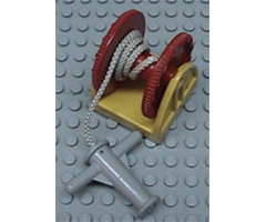 Duplo Hose Reel Holder 2 x 2 with Red Drum, Light Gray Hose Nozzle with Handles, String