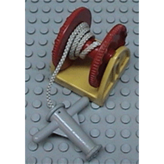 Duplo Hose Reel Holder 2 x 2 with Red Drum, Light Gray Hose Nozzle with Handles, String