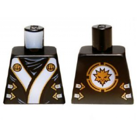 Torso Ninjago Robe with White and Gold Sash Pattern