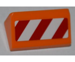 Slope 30 1 x 2 x 2/3 with Red and White Danger Stripes Pattern Model Left Side (Sticker) - Set 4434