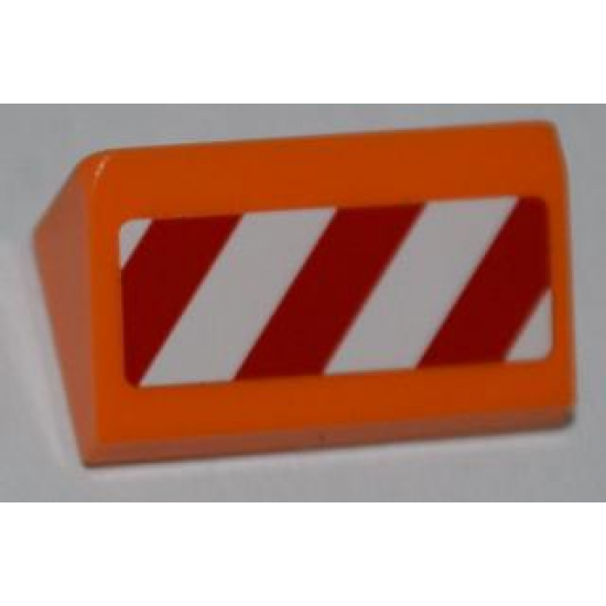 Slope 30 1 x 2 x 2/3 with Red and White Danger Stripes Pattern Model Left Side (Sticker) - Set 4434