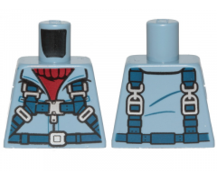 Torso Jacket with Zipper, Dark Red Turtleneck Sweater and Dark Blue Harness Pattern