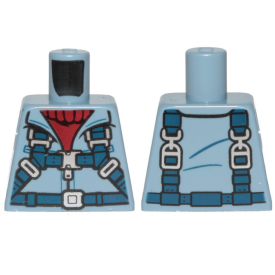 Torso Jacket with Zipper, Dark Red Turtleneck Sweater and Dark Blue Harness Pattern