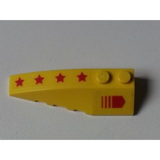 Wedge 6 x 2 Left with Red Arrow and 4 Red Stars Pattern (Stickers) - Set 7712