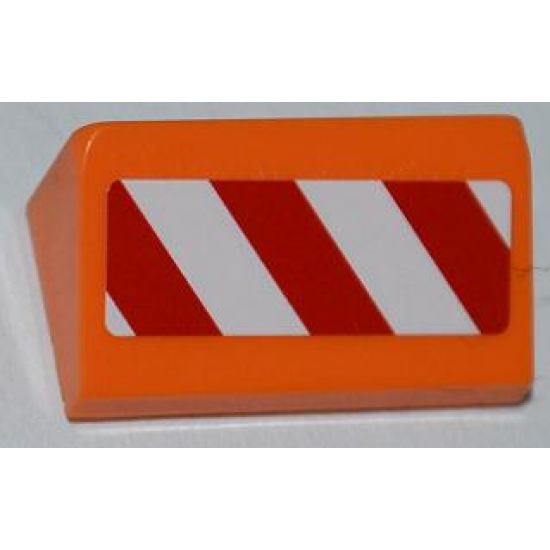 Slope 30 1 x 2 x 2/3 with Red and White Danger Stripes Pattern Model Right Side (Sticker) - Set 4434