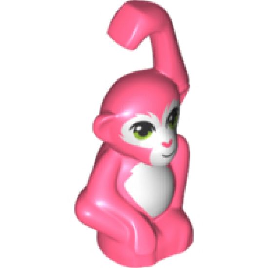 Monkey / Orangutan, Friends, Baby with Lime Eyes, Coral Nose and White Face and Stomach Pattern