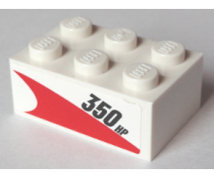 Brick 2 x 3 with '350 HP' Pattern Model Right Side (Sticker) - Set 60005