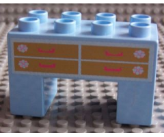 Duplo, Brick 2 x 4 x 2 with 2 x 2 Cutout on Bottom with Dressing Table Pattern (Sticker) - Set 4820