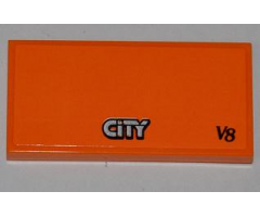 Tile 2 x 4 with 'CITY' and 'V8' Pattern (Sticker) - Set 4434