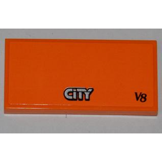 Tile 2 x 4 with 'CITY' and 'V8' Pattern (Sticker) - Set 4434