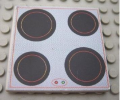 Scala Tile 6 x 6 with Cooktop with Red Border Pattern (Sticker) - Set 3149