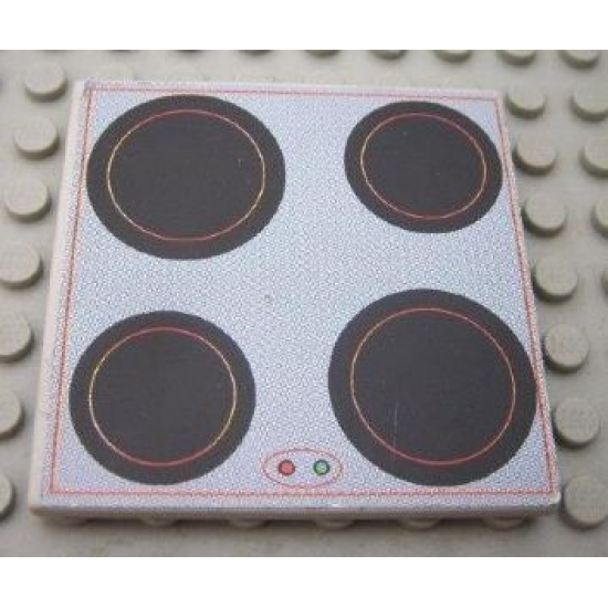 Scala Tile 6 x 6 with Cooktop with Red Border Pattern (Sticker) - Set 3149