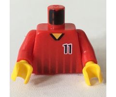 Torso Soccer Black Fading Stripes and No. 11 Front and Back Pattern / Red Arms / Yellow Hands