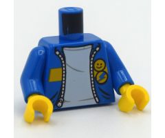 Torso Jacket with Gold Zipper, Yellow Stripe, Smiley Face and Lightning Bolt Buttons over White Shirt Pattern / Blue Arms / Yellow Hands