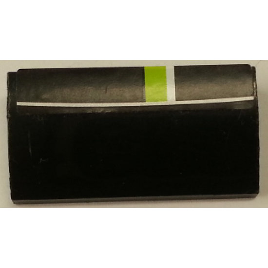 Slope, Curved 2 x 4 x 2/3 without Bottom Tubes with Lime and White Stripe on Black Background Pattern Model Front (Sticker) - Set 8154