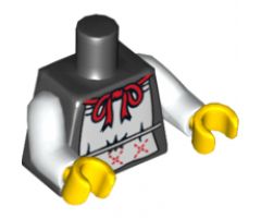 Torso White Apron with Red Ribbon Pattern / White Arms / Yellow Hands