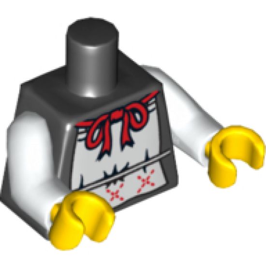Torso White Apron with Red Ribbon Pattern / White Arms / Yellow Hands