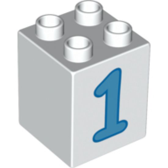 Duplo, Brick 2 x 2 x 2 with Number 1 Blue Pattern